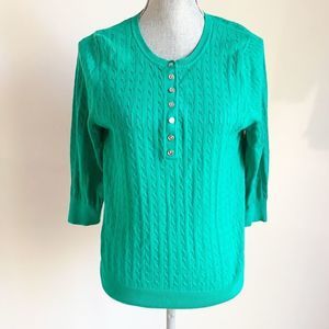 Vintage 90s country core cable knit pull over green sweater